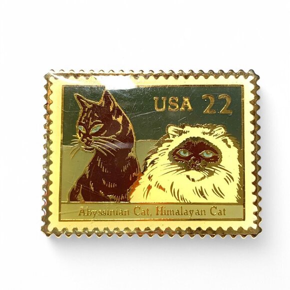 Vintage Postal Service Cat Stamp Lapel Pin By Jonathan Grey & Associates Gold - Picture 2 of 9